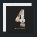 Schwarzweiß-Nummer 4 FotoCollage Feiertagskarte<br><div class="desc">Bei diesem individuell anpassbaren Produkt werden Fotos so angeordnet, dass sie die Form einer Zahl bilden. Es wird oft für Meilensteine wie Geburtstage, Jahrestage oder Erfolge verwendet, um den Anwendern die Möglichkeit zu geben, unvergessliche Bilder in einem Single zu präsentieren. Die Designs bieten in der Regel Platz für verschiedene Foto-Größen...</div>