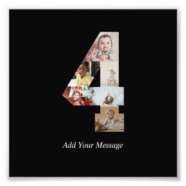 Schwarzweiß-Nummer 4 FotoCollage Fotodruck (Vorne)