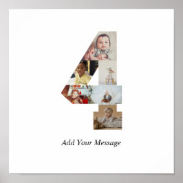 Schwarzweiß-Nummer 4 FotoCollage Poster