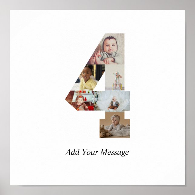 Schwarzweiß-Nummer 4 FotoCollage Poster (Vorne)