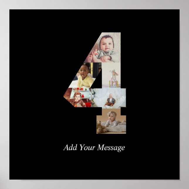 Schwarzweiß-Nummer 4 FotoCollage Poster (Vorne)