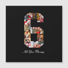 Schwarzweiß-Nummer 6 FotoCollage Magnetkarte