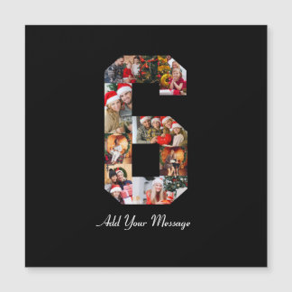 Schwarzweiß-Nummer 6 FotoCollage Magnetkarte