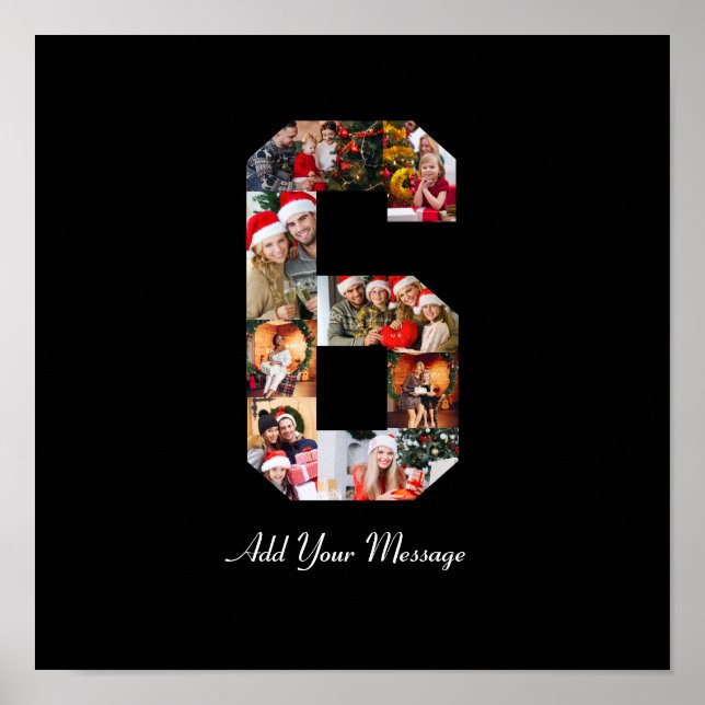 Schwarzweiß-Nummer 6 FotoCollage Poster (Vorne)