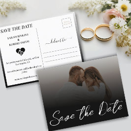 Schwarzweiß-Ombre-Foto Hochzeit speichern Sie das  Ankündigungspostkarte
