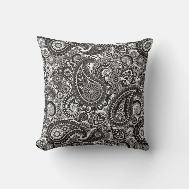 Schwarzweiss-Paisley-Kissen Kissen (Vorderseite)