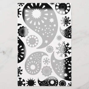 Schwarzweiss-Paisley-Muster Briefpapier