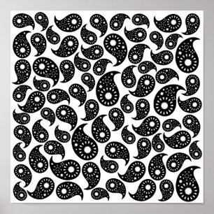 Schwarzweiss-Paisley Poster