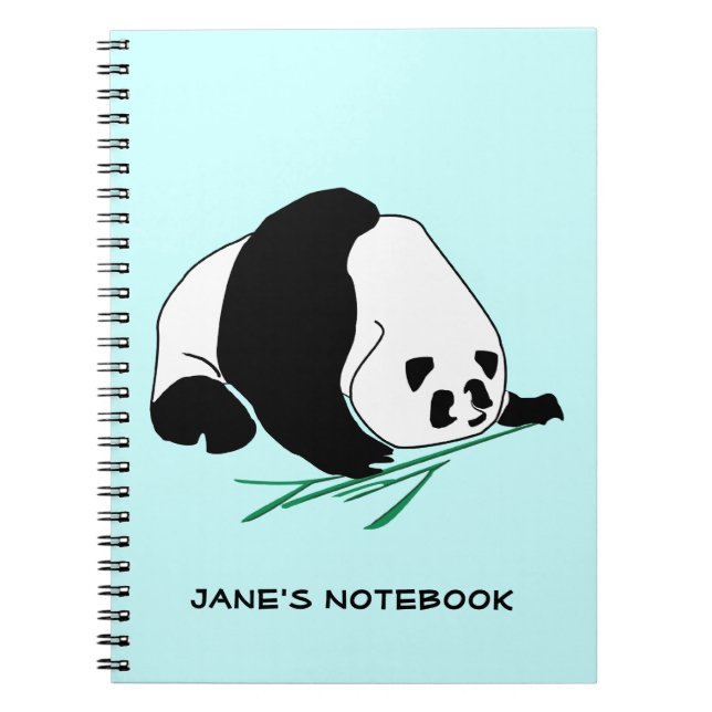 Schwarzweiss-Panda isst Bambusnotizbuch Notizblock (Vorderseite)