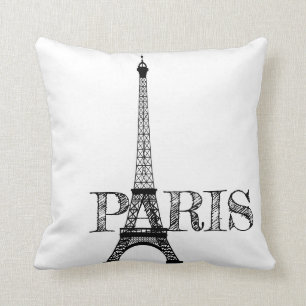 Schwarzweiss-Paris-Eiffelturm Kissen