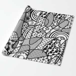 Schwarzweiß-Patchworkmuster 02 Geschenkpapier