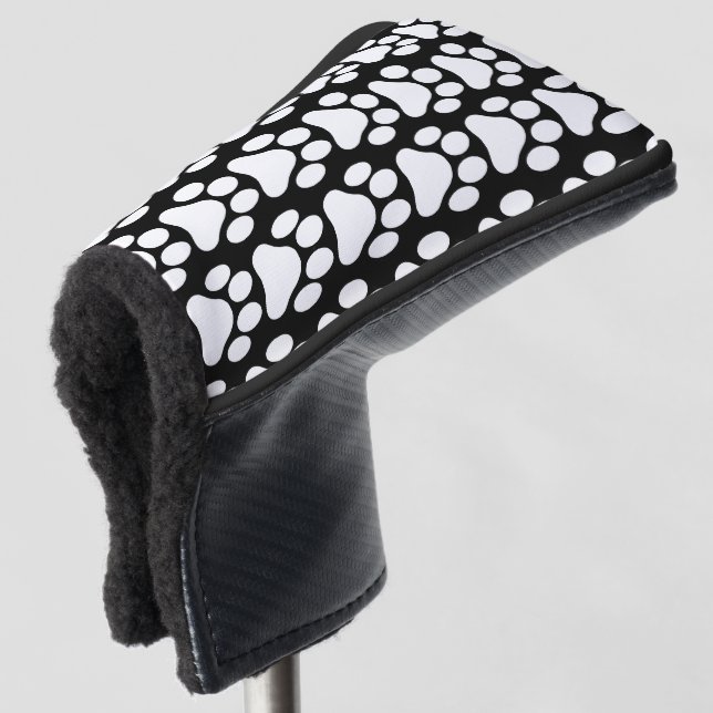 Schwarzweiß-Paw-Druck-Putter-Abdeckung Golf Headcover (3/4 Vorderseite)