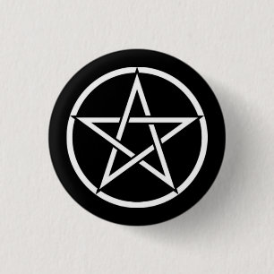 Schwarzweiss-Pentagrammpentagram-Knopf-Abzeichen Button