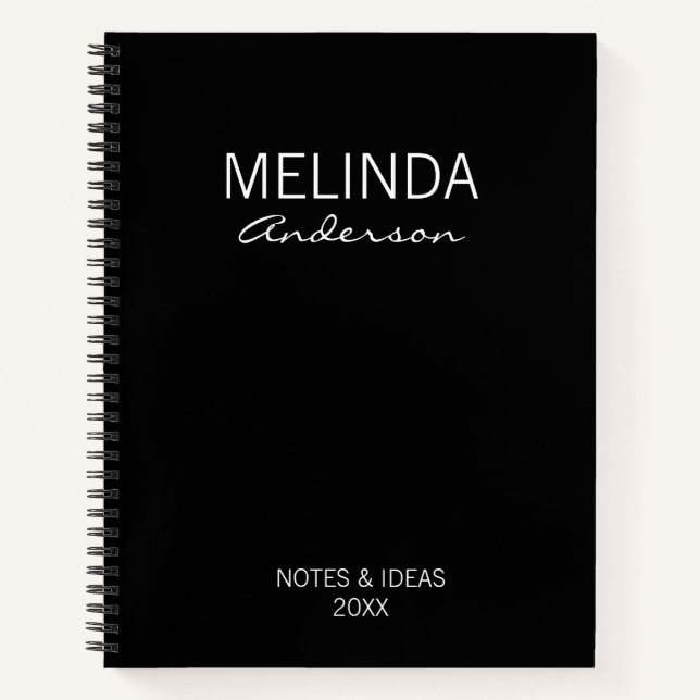 Schwarzweiß personalisieren Elegantes Geschenk Notizbuch (Vorderseite)