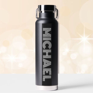 Schwarzweiß personalisieren Namensvakuum versiegel Trinkflasche