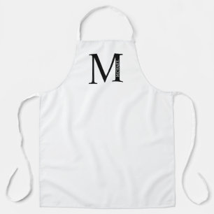 Schwarzweiß-Personalisierte Monogramm und Name Apr Schürze