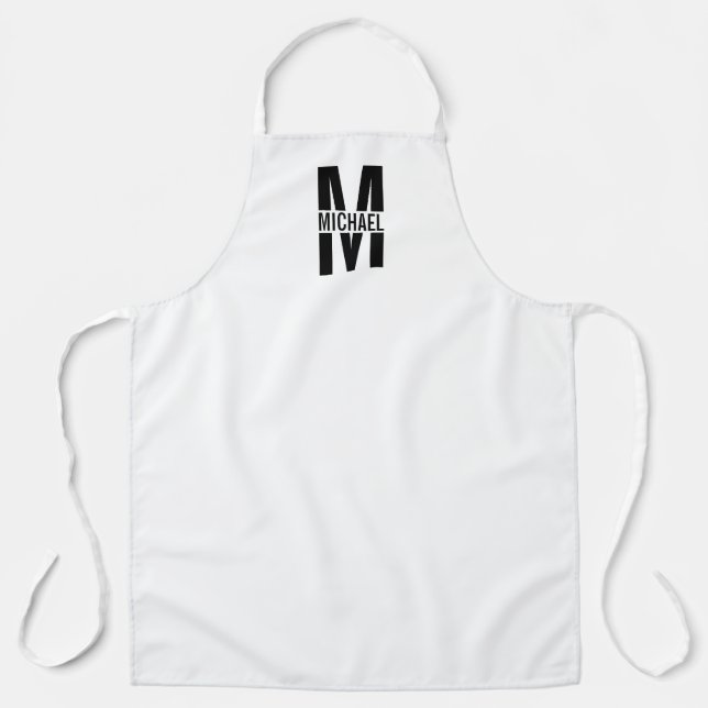 Schwarzweiß-Personalisierte Monogramm und Name Apr Schürze (Vorderseite)