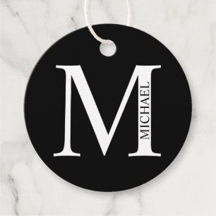 Schwarzweiß-Personalisierte Monogramm und Name FV Geschenkanhänger