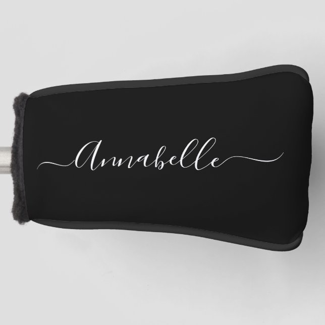 Schwarzweiß Personalisierter Name Golf Head Cover Golf Headcover (Vorderseite)