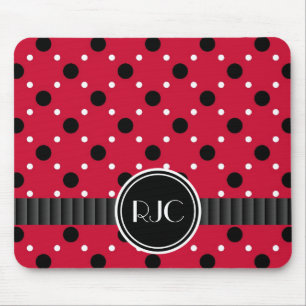 Schwarzweiss-personalisiertes Damen-Bug Spots Red Mousepad
