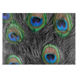 Schwarzweiss-Pfau-Feder Schneidebrett