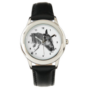 Schwarzweiss-Pferd Armbanduhr
