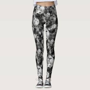Schwarzweiss-Pickleball Muster Leggings