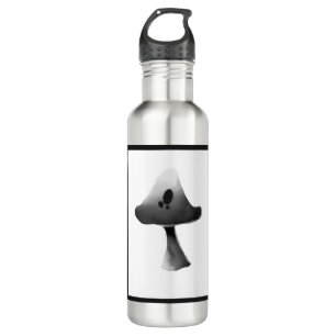 Schwarzweiss-Pilz-Illustrations-Cartoon Edelstahlflasche