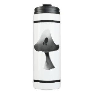 Schwarzweiss-Pilz-Illustrations-Cartoon Thermosbecher