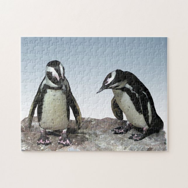 Schwarzweiss-Pinguin-Vogel-Puzzlespiel (Horizontal)