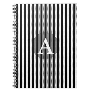 Schwarzweiss-Pinstripes-personalisiertes Monogramm Notizblock