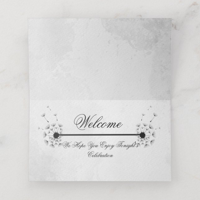 Schwarzweiß-Platzkarte Platzkarte (Innenseite Aufgefaltet)