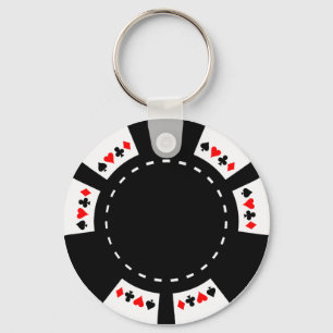 Schwarzweiss-Poker-Chip Schlüsselanhänger