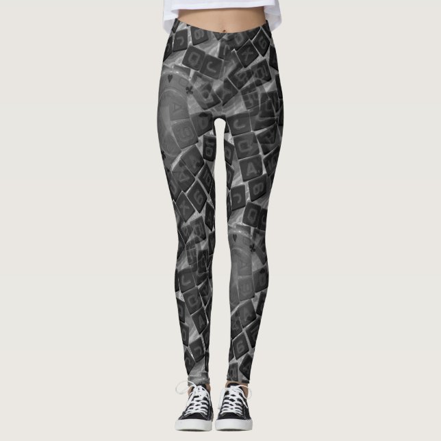 Schwarzweiss-Poker-Würfel und Poker-Chip-Leggings Leggings (Vorderseite)