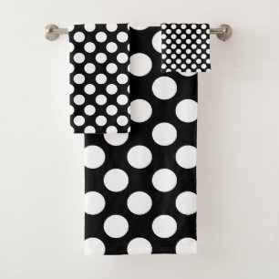 Schwarzweiß-Polka-Dot-Muster Badhandtuch Set