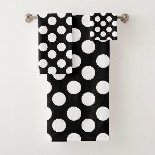 Schwarzweiss-Polka-Punkt-Bad-Tuch-Set Badhandtuch Set