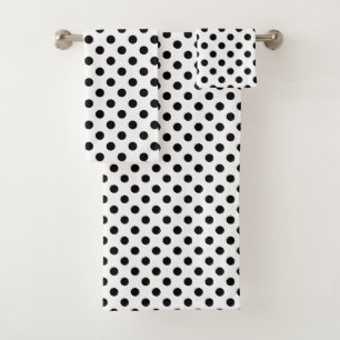 Schwarzweiss-Polka-Punkt-Bad-Tuch-Set Badhandtuch Set