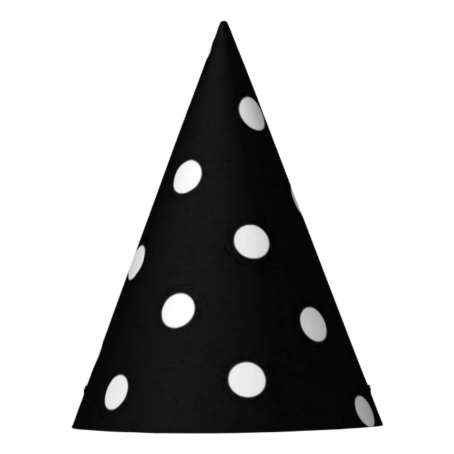 Schwarzweiss-Polkapunkt-Glamourmode Partyhütchen (Vorderseite)