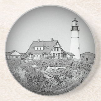 Schwarzweiss-Portlandhauptleuchtturm Getränkeuntersetzer