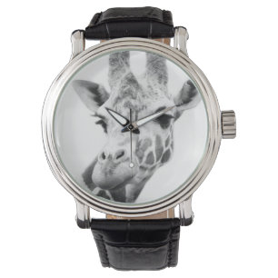 Schwarzweiss-Porträt einer Giraffe Armbanduhr