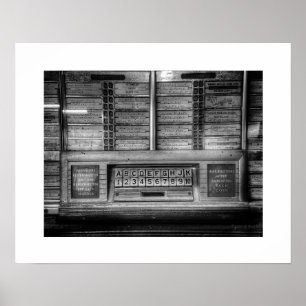 Schwarzweiß-Posterprint Jukebox Poster