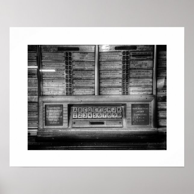 Schwarzweiß-Posterprint Jukebox Poster (Vorne)