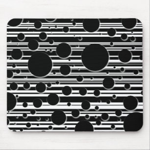 Schwarzweiss-Punkte und Streifen Mousepad