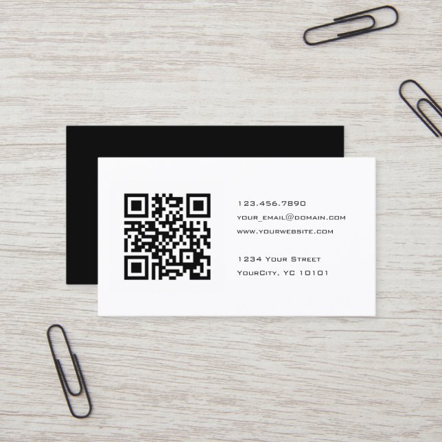 Schwarzweiss-QR Code-Berater Visitenkarte (Vorderseite/Rückseite Beispiel)