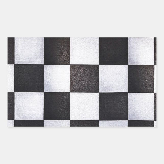 Schwarzweiss-Quadrate Rechteckiger Aufkleber (Vorderseite)