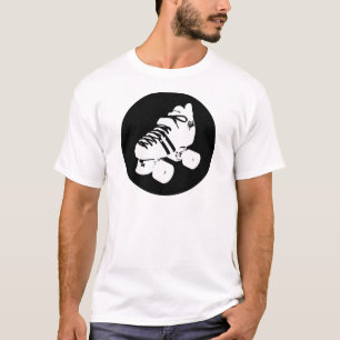 Schwarzweiss-Rollenderby-Skateentwurf T-Shirt