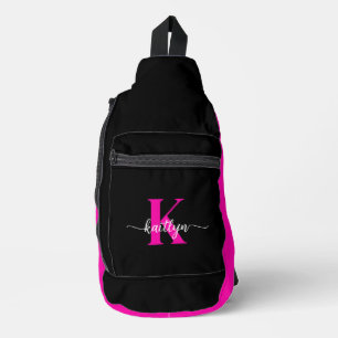Schwarzweiß-Rosa-Monogramm Crossbody Bag