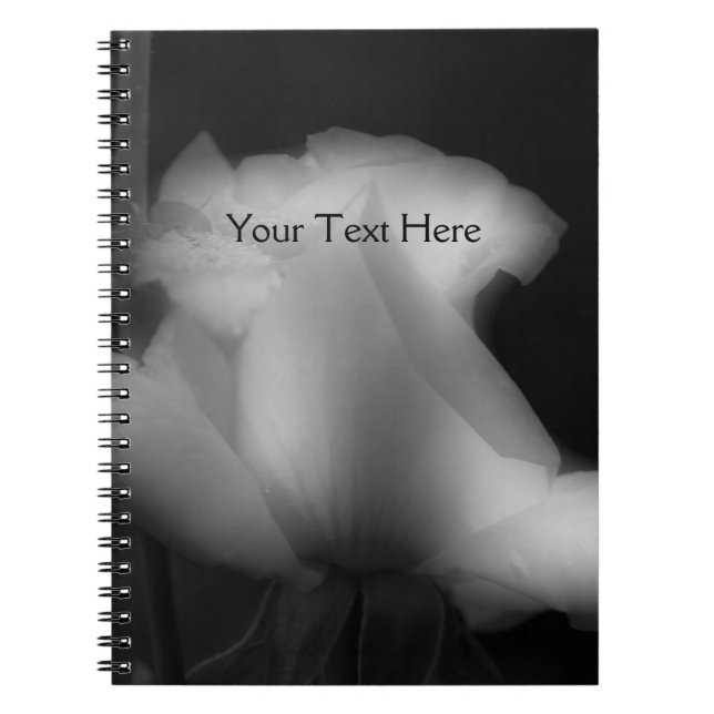 Schwarzweiß-Rosenknospe-Blumen-Notebook Notizblock (Vorderseite)