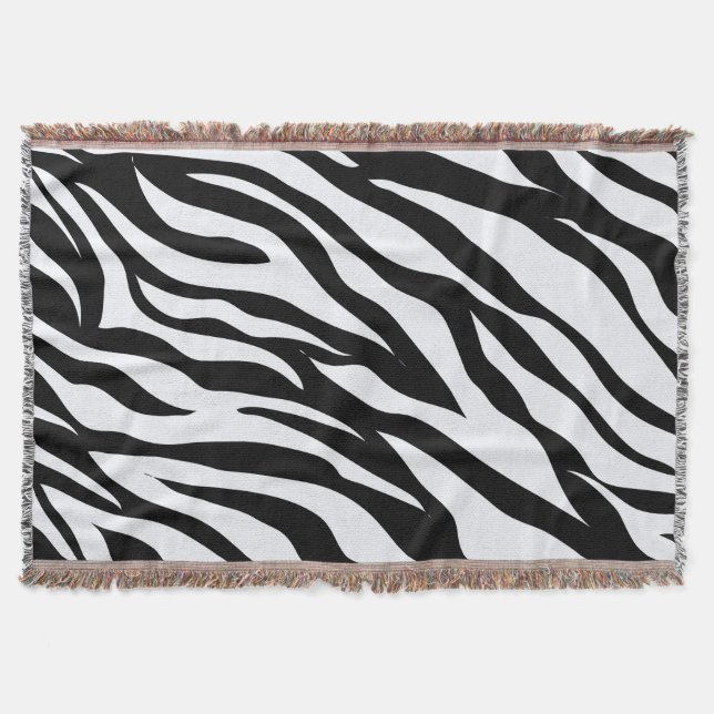 Schwarzweiß Safari Zebra Animal Print Decke (Vorderseite)