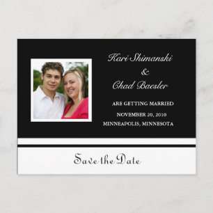 Schwarzweiß Save the Date mit Pic Ankündigungspostkarte